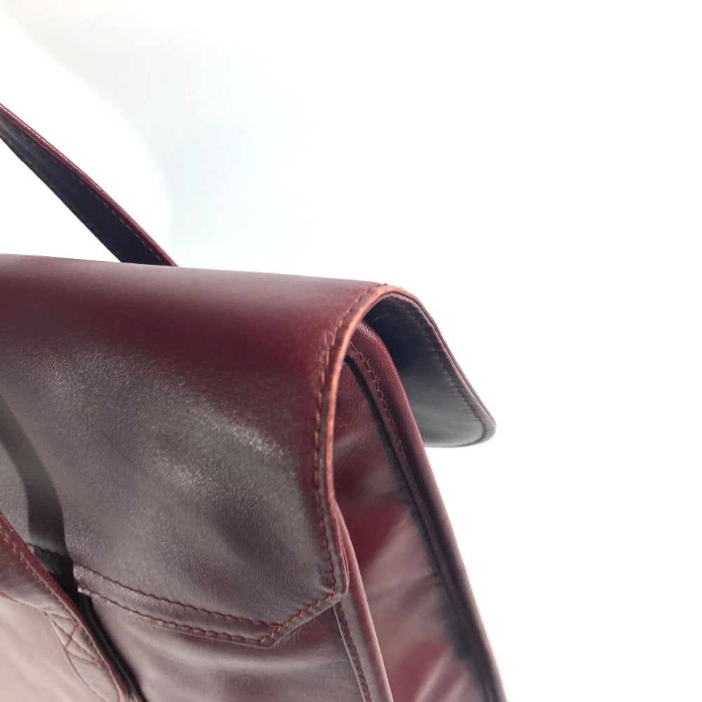 CARTIER Business bag leather wine-red Tote Bag Must Line logo Women Used Authentic