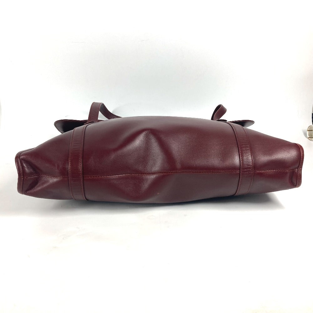 CARTIER Business bag leather wine-red Tote Bag Must Line logo Women Used Authentic