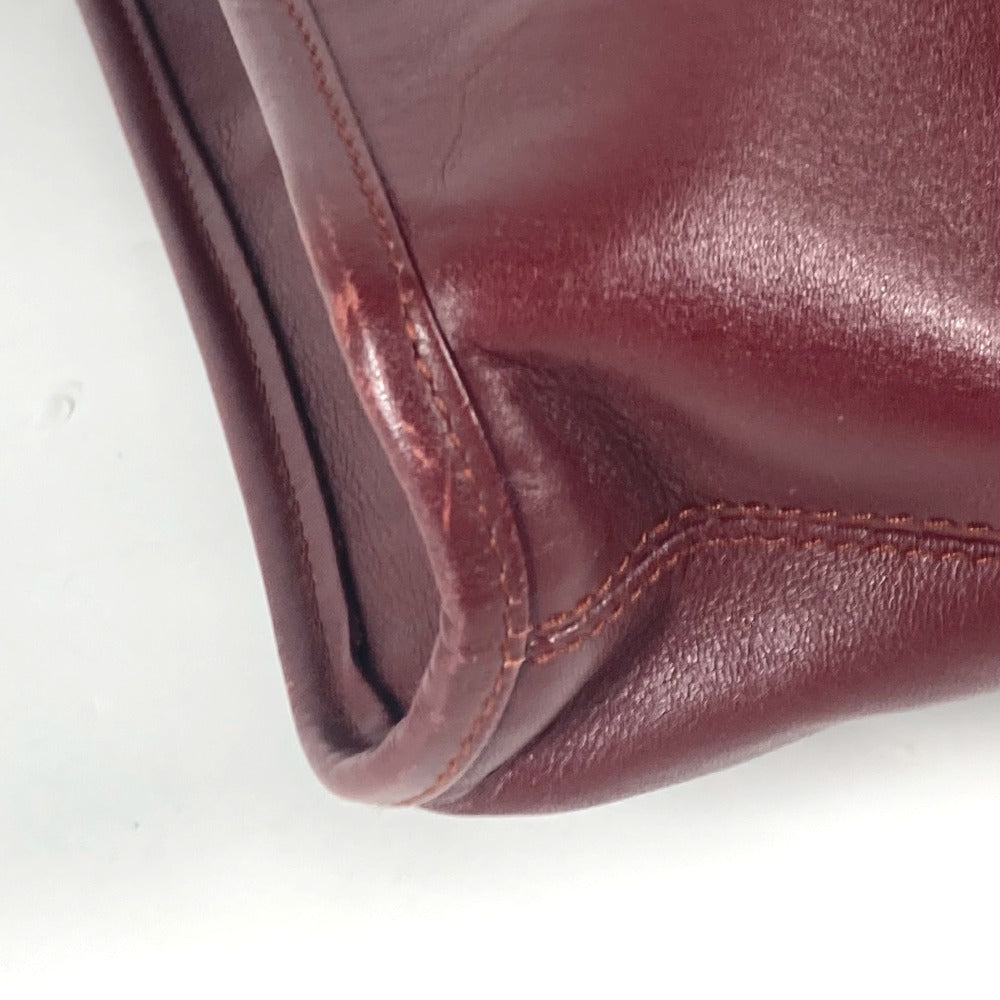CARTIER Business bag leather wine-red Tote Bag Must Line logo Women Used Authentic