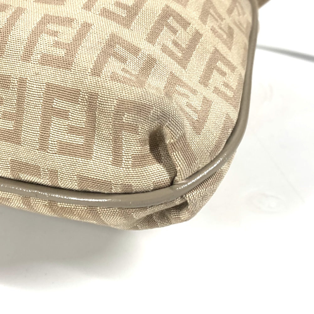 FENDI Shoulder Bag 8BT075 Leather / canvas beige flap logo Zucchino Women Used Authentic