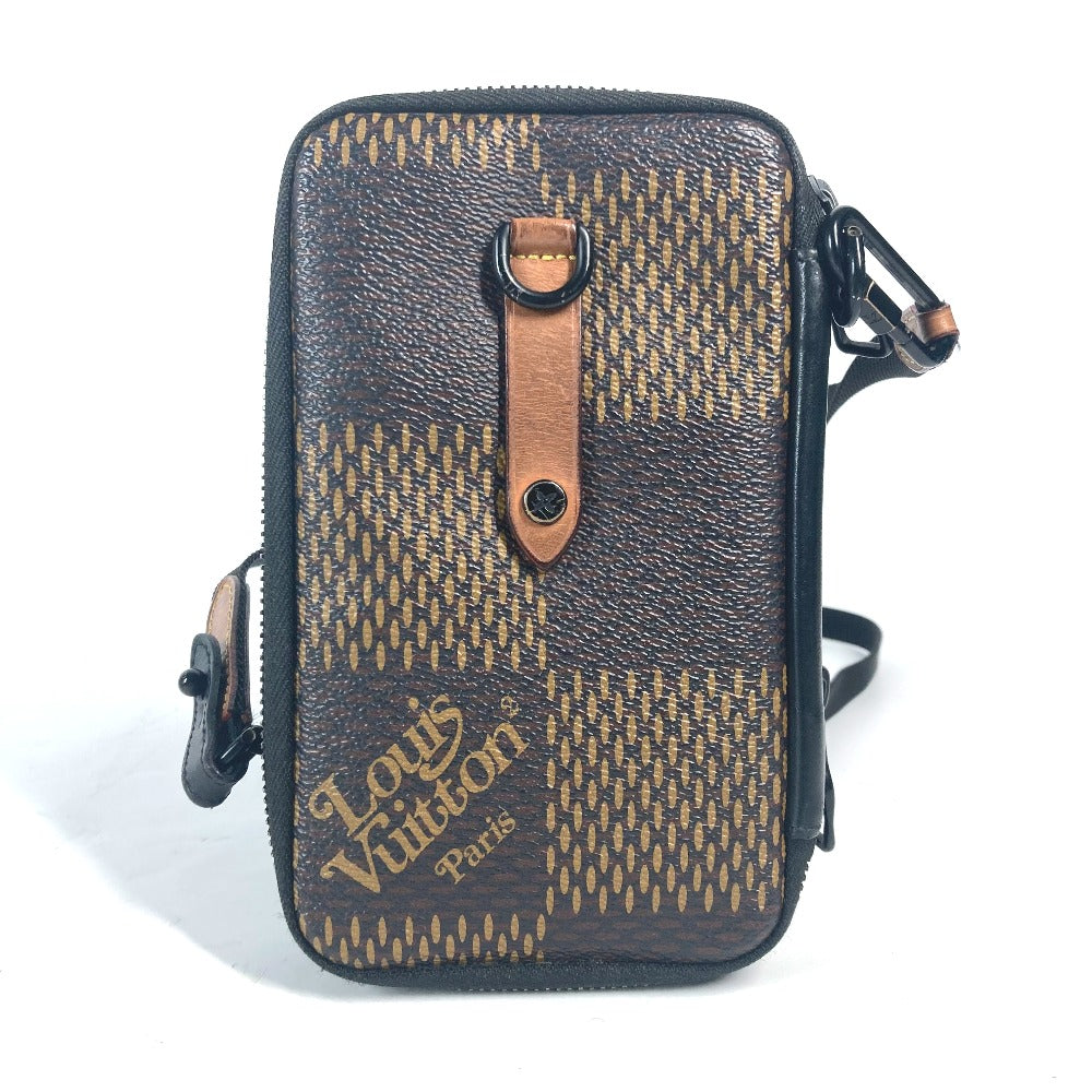 LOUIS VUITTON Shoulder Bag N40377 Damier Giant Canvas Brown Damier Giant NIGO collaboration Double phone pouch mens Used Authentic
