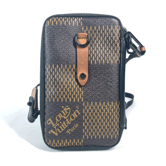 LOUIS VUITTON Shoulder Bag N40377 Damier Giant Canvas Brown Damier Giant NIGO collaboration Double phone pouch mens Used Authentic