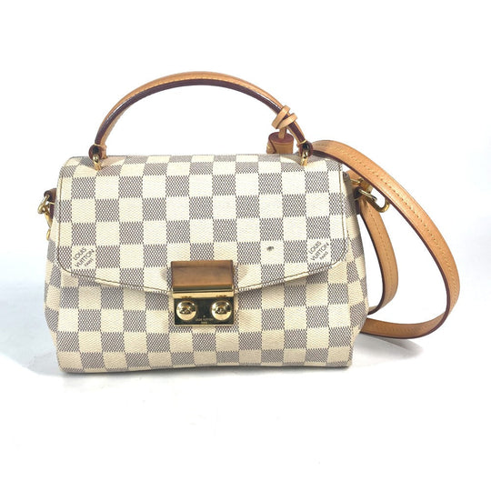 LOUIS VUITTON Handbag N41581 Damier Azur Canvas white Damier Azur with tassel charm Croisette Women Used Authentic