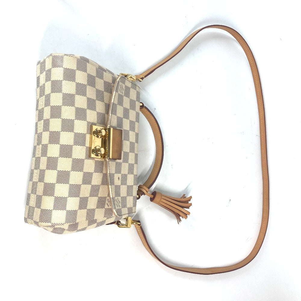 LOUIS VUITTON Handbag N41581 Damier Azur Canvas white Damier Azur with tassel charm Croisette Women Used Authentic