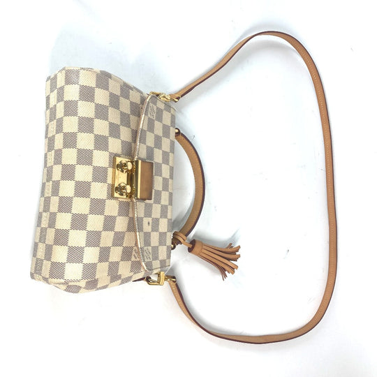 LOUIS VUITTON Handbag N41581 Damier Azur Canvas white Damier Azur with tassel charm Croisette Women Used Authentic