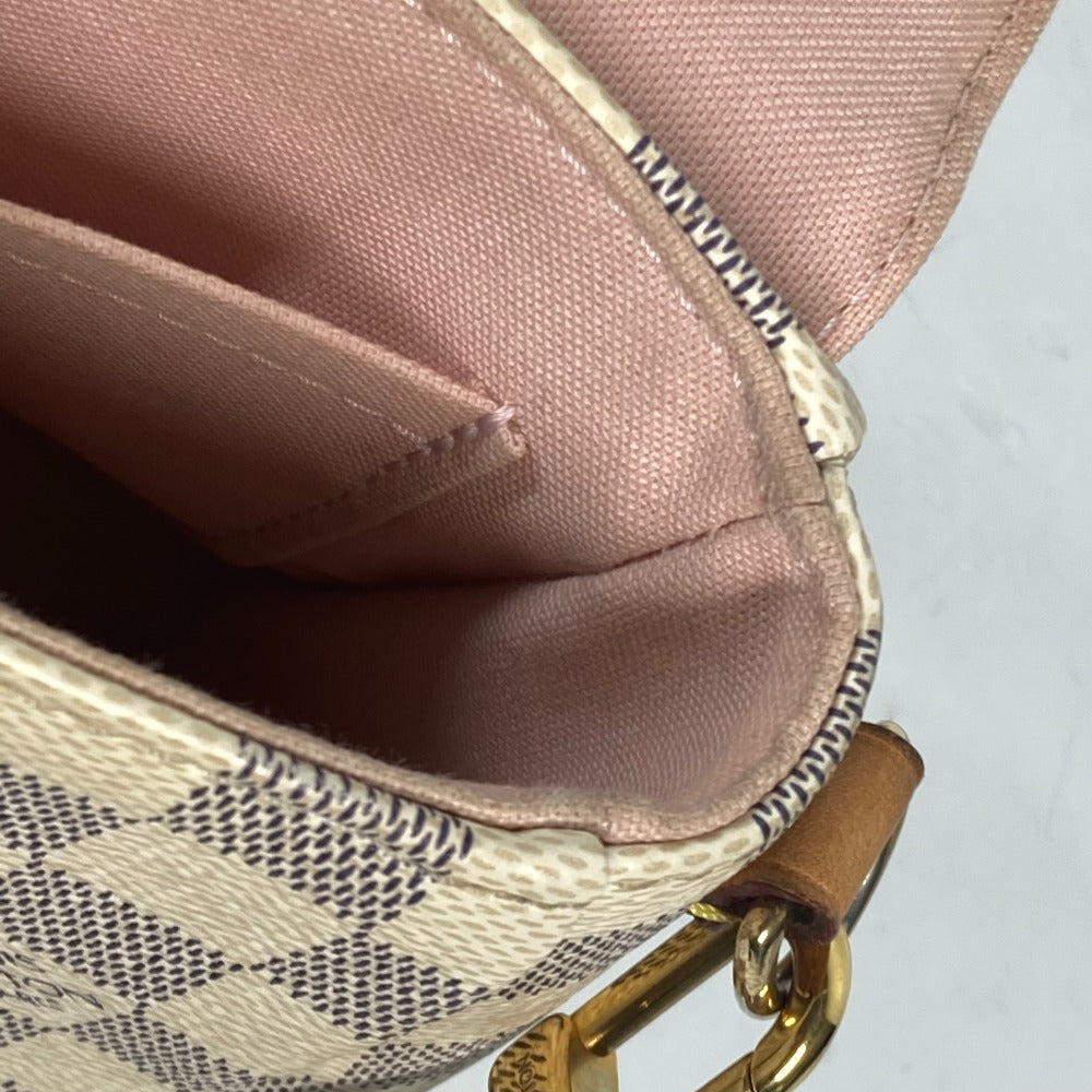 LOUIS VUITTON Handbag N41581 Damier Azur Canvas white Damier Azur with tassel charm Croisette Women Used Authentic