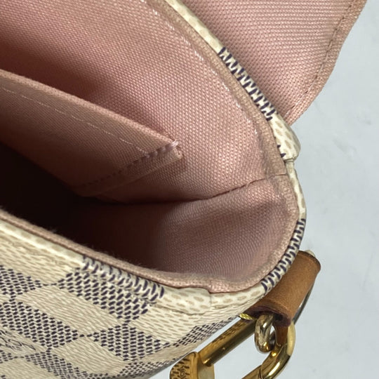 LOUIS VUITTON Handbag N41581 Damier Azur Canvas white Damier Azur with tassel charm Croisette Women Used Authentic