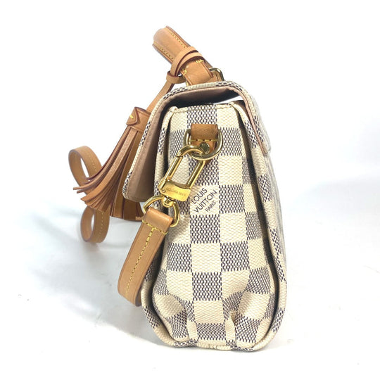 LOUIS VUITTON Handbag N41581 Damier Azur Canvas white Damier Azur with tassel charm Croisette Women Used Authentic