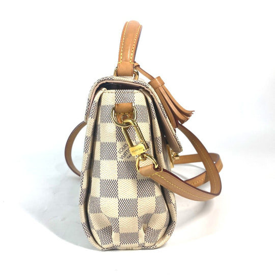 LOUIS VUITTON Handbag N41581 Damier Azur Canvas white Damier Azur with tassel charm Croisette Women Used Authentic