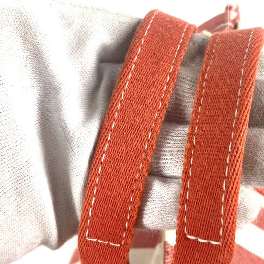 HERMES Tote Bag canvas Red stripe Cannes PM Women Used Authentic