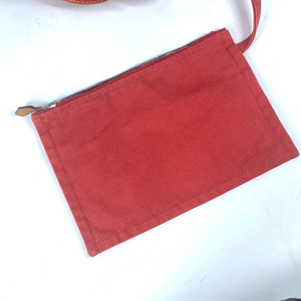 HERMES Tote Bag canvas Red stripe Cannes PM Women Used Authentic