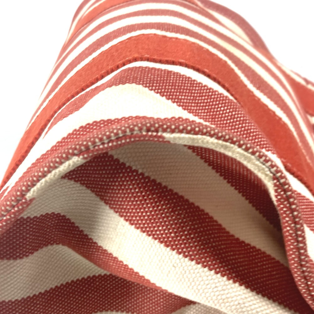 HERMES Tote Bag canvas Red stripe Cannes PM Women Used Authentic