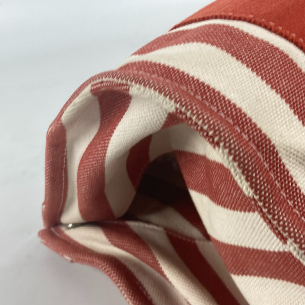 HERMES Tote Bag canvas Red stripe Cannes PM Women Used Authentic