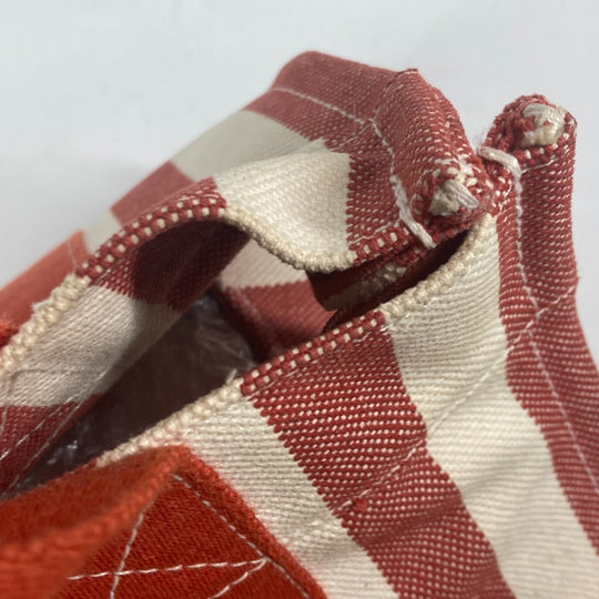 HERMES Tote Bag canvas Red stripe Cannes PM Women Used Authentic