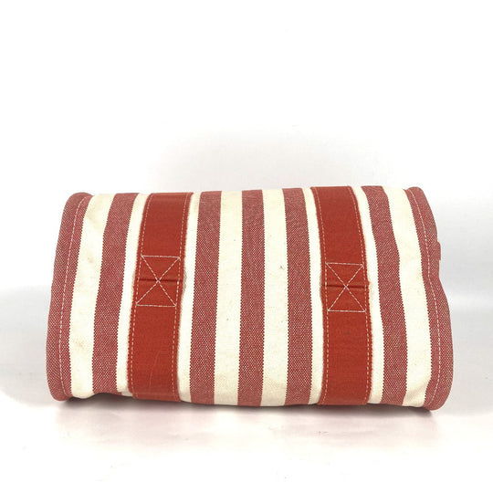 HERMES Tote Bag canvas Red stripe Cannes PM Women Used Authentic
