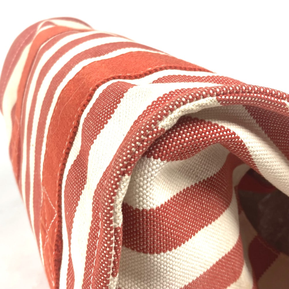 HERMES Tote Bag canvas Red stripe Cannes PM Women Used Authentic