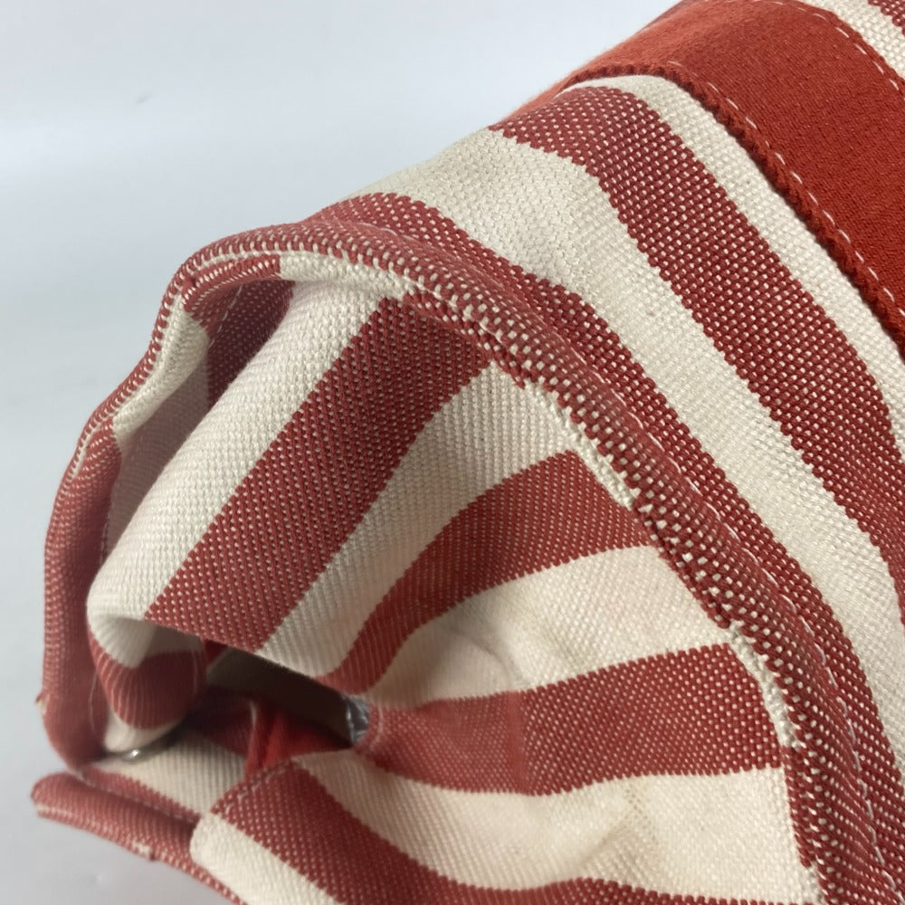 HERMES Tote Bag canvas Red stripe Cannes PM Women Used Authentic