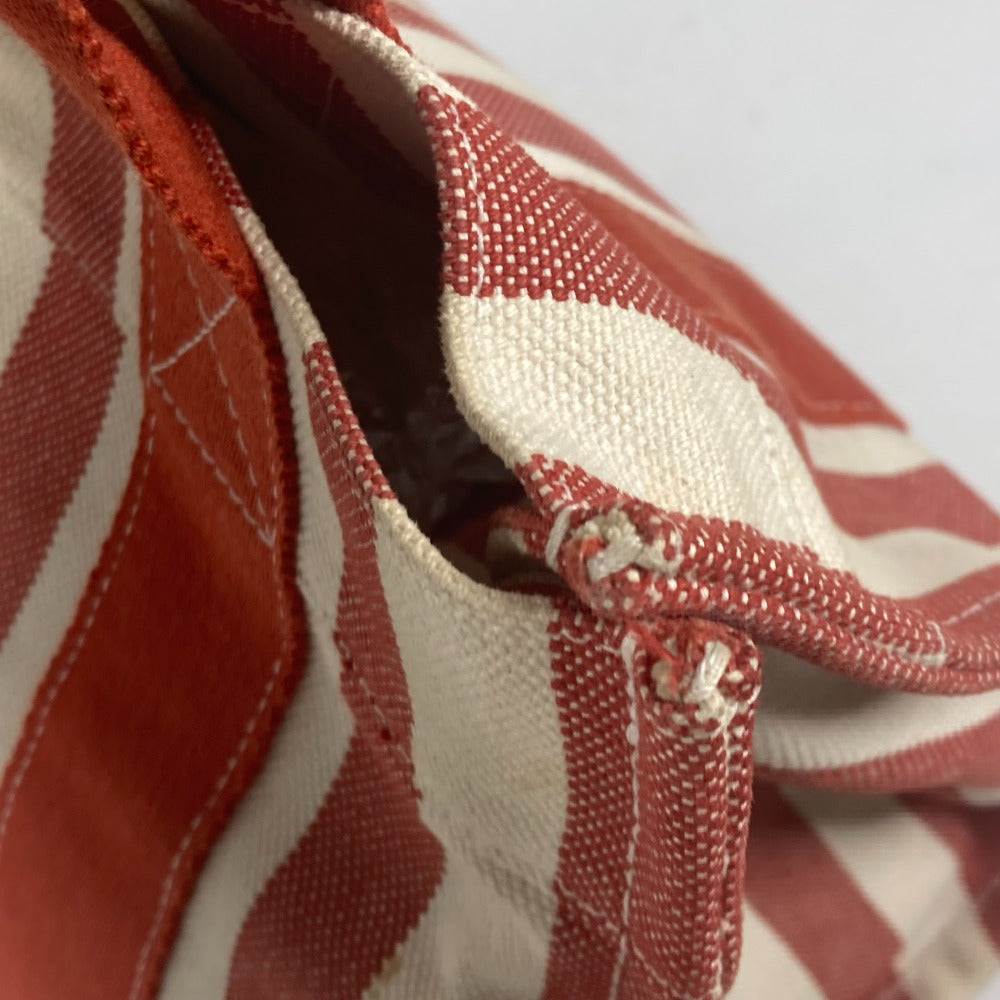 HERMES Tote Bag canvas Red stripe Cannes PM Women Used Authentic