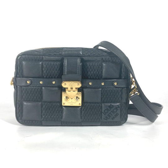 LOUIS VUITTON Shoulder Bag M59046 leather black Damier Pochette Troca Women Used Authentic