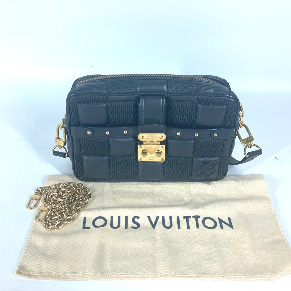 LOUIS VUITTON Shoulder Bag M59046 leather black Damier Pochette Troca Women Used Authentic