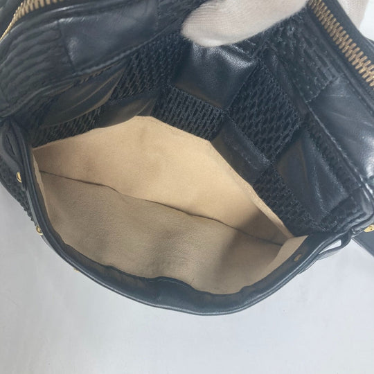 LOUIS VUITTON Shoulder Bag M59046 leather black Damier Pochette Troca Women Used Authentic