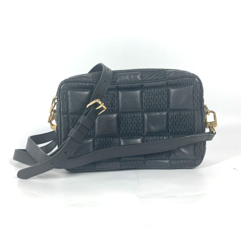 LOUIS VUITTON Shoulder Bag M59046 leather black Damier Pochette Troca Women Used Authentic