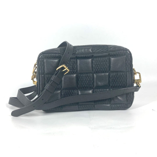 LOUIS VUITTON Shoulder Bag M59046 leather black Damier Pochette Troca Women Used Authentic