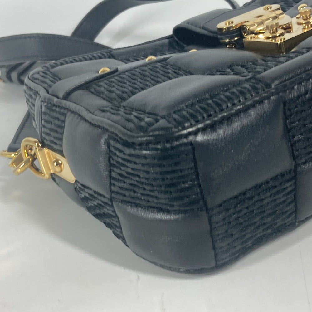 LOUIS VUITTON Shoulder Bag M59046 leather black Damier Pochette Troca Women Used Authentic