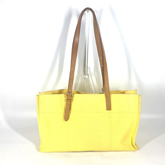 HERMES Shoulder Bag Leather / canvas yellow Etrivire Elan Women Used Authentic