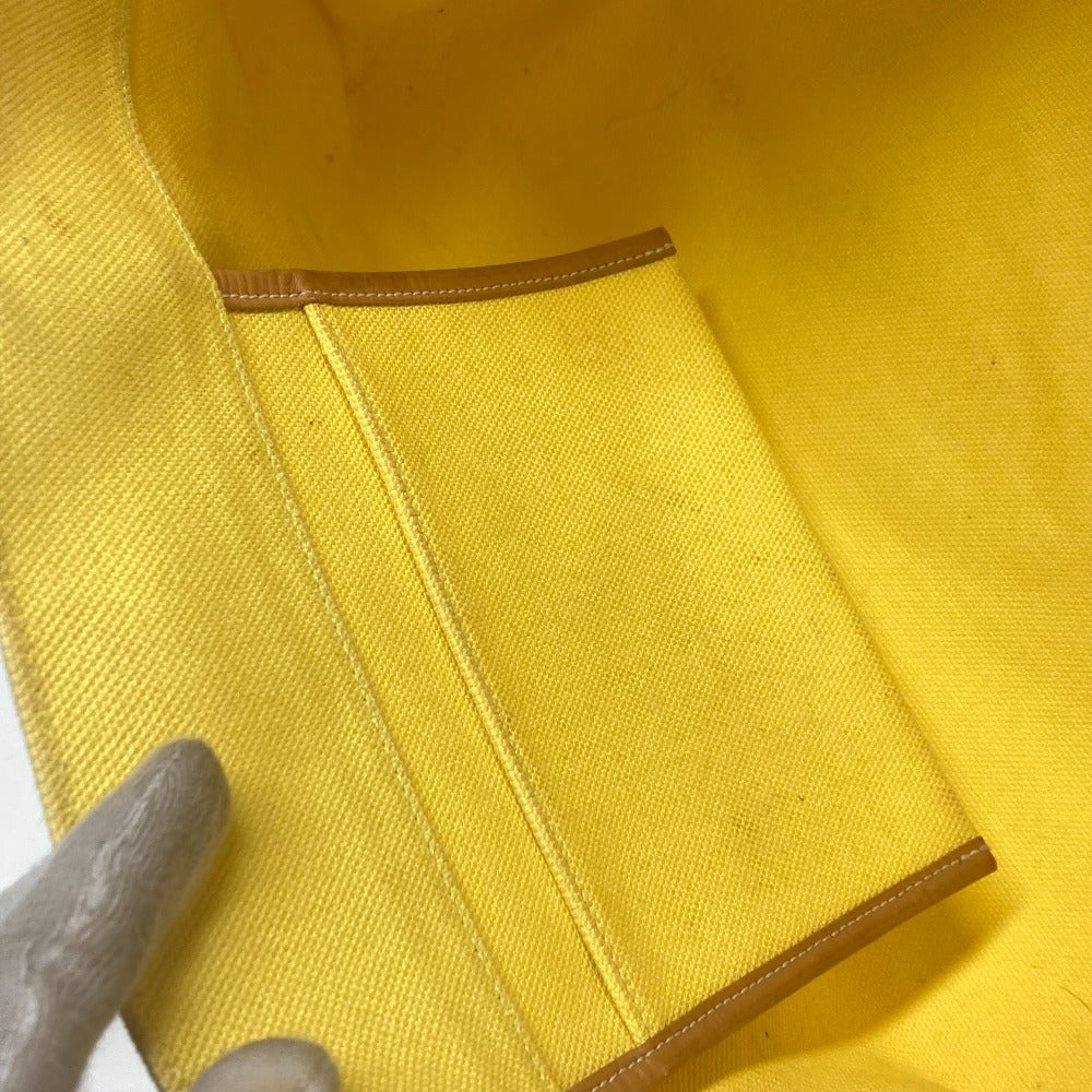 HERMES Shoulder Bag Leather / canvas yellow Etrivire Elan Women Used Authentic