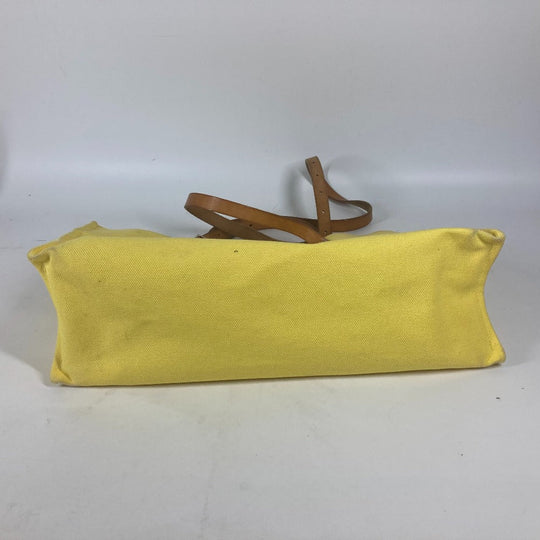HERMES Shoulder Bag Leather / canvas yellow Etrivire Elan Women Used Authentic