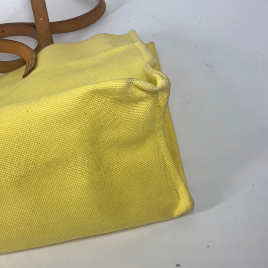 HERMES Shoulder Bag Leather / canvas yellow Etrivire Elan Women Used Authentic