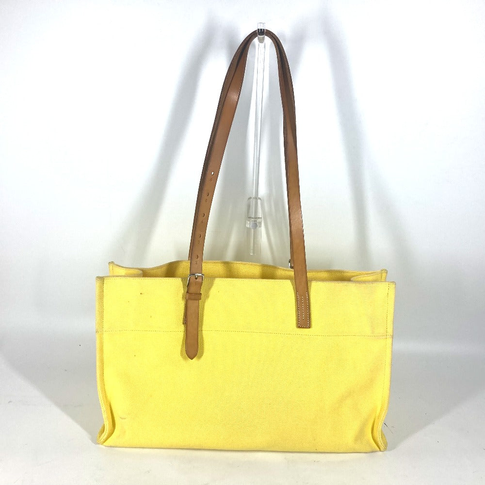 HERMES Shoulder Bag Leather / canvas yellow Etrivire Elan Women Used Authentic