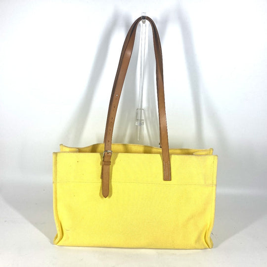 HERMES Shoulder Bag Leather / canvas yellow Etrivire Elan Women Used Authentic