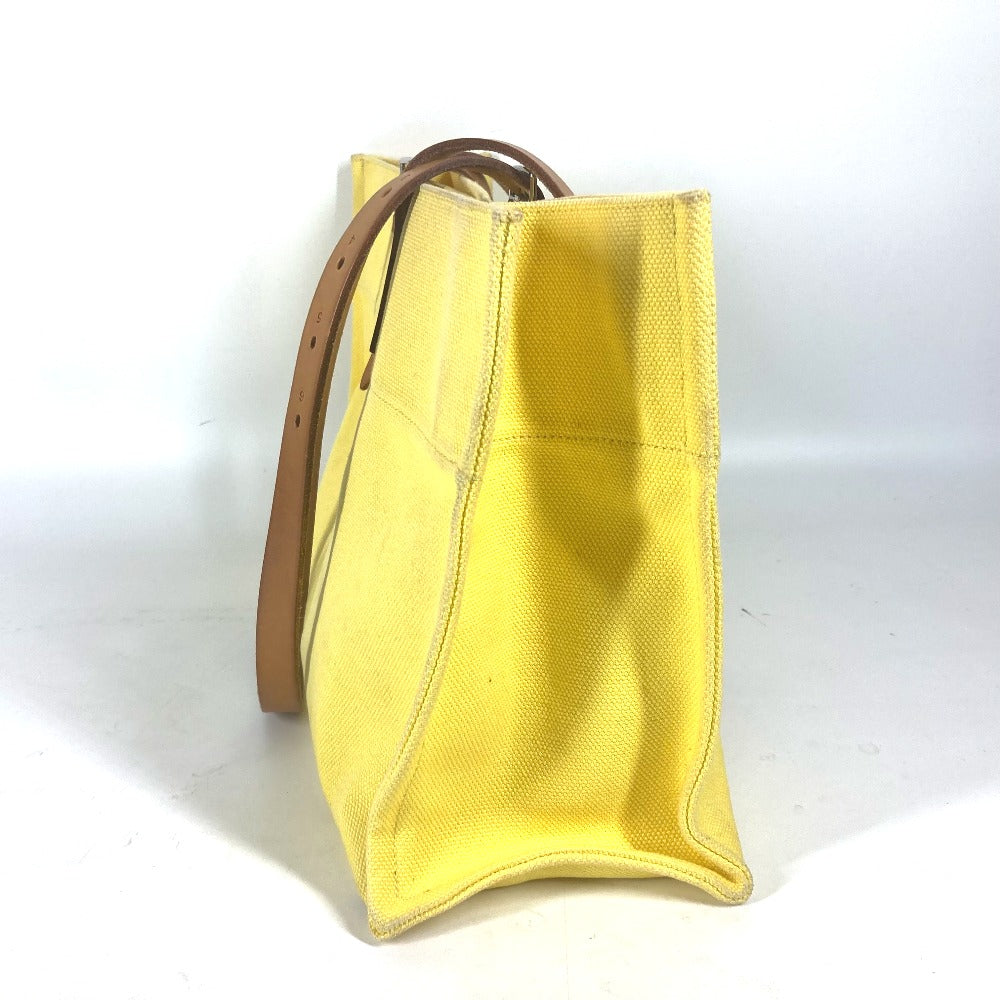 HERMES Shoulder Bag Leather / canvas yellow Etrivire Elan Women Used Authentic