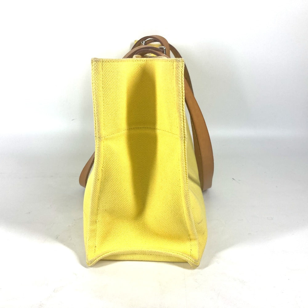 HERMES Shoulder Bag Leather / canvas yellow Etrivire Elan Women Used Authentic