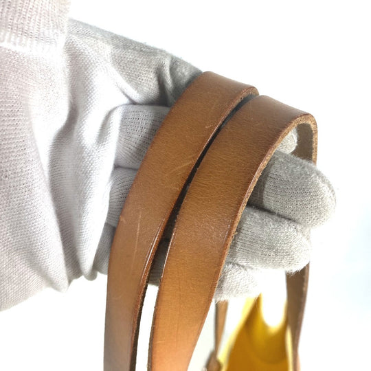 HERMES Shoulder Bag Leather / canvas yellow Etrivire Elan Women Used Authentic