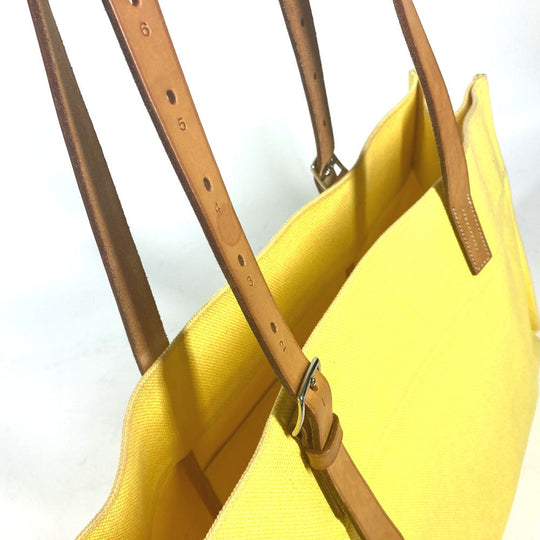 HERMES Shoulder Bag Leather / canvas yellow Etrivire Elan Women Used Authentic