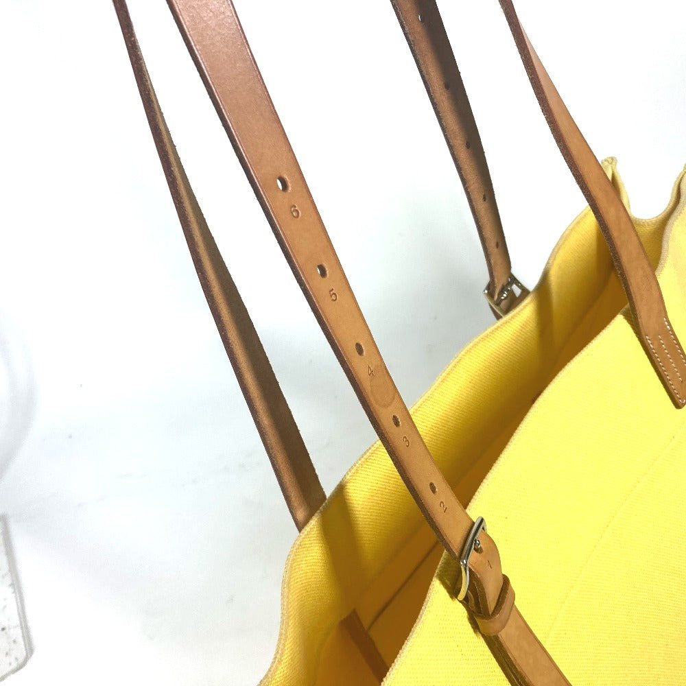 HERMES Shoulder Bag Leather / canvas yellow Etrivire Elan Women Used Authentic