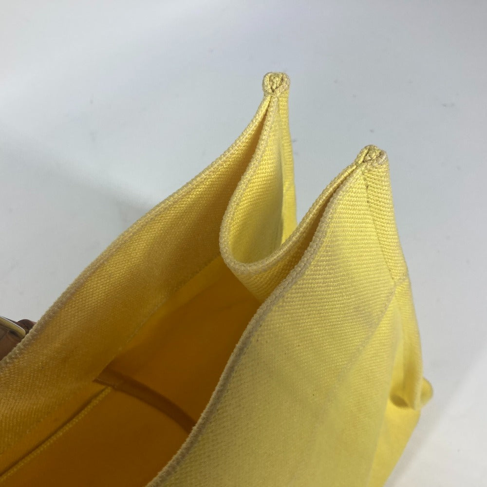 HERMES Shoulder Bag Leather / canvas yellow Etrivire Elan Women Used Authentic