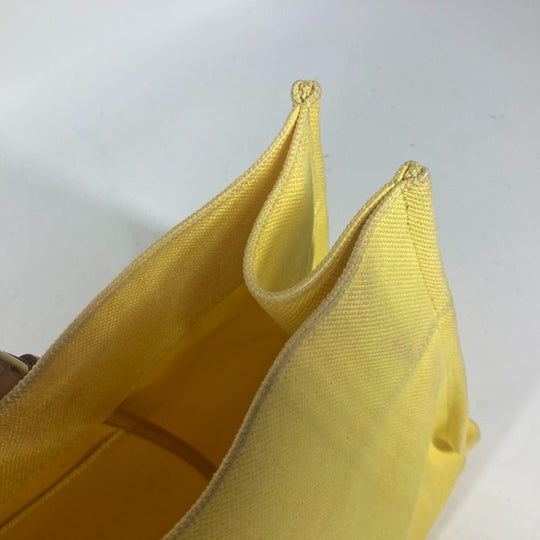 HERMES Shoulder Bag Leather / canvas yellow Etrivire Elan Women Used Authentic
