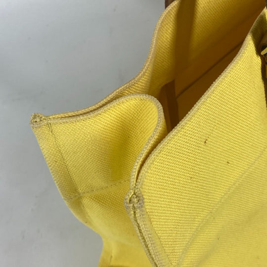 HERMES Shoulder Bag Leather / canvas yellow Etrivire Elan Women Used Authentic