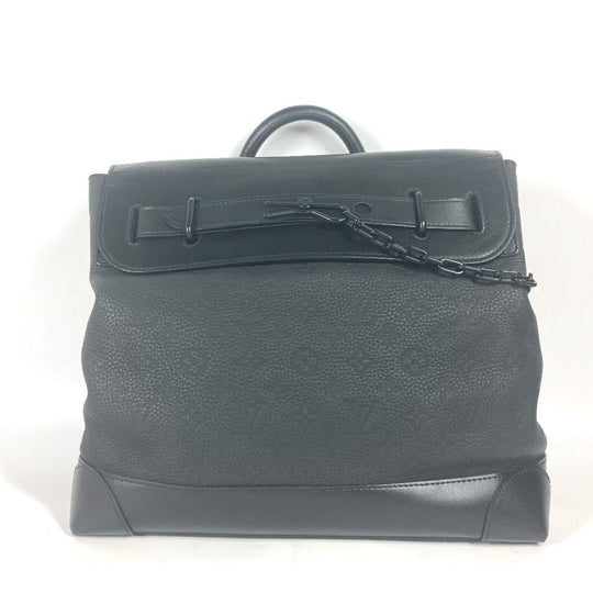 LOUIS VUITTON Shoulder Bag M55701 Taurillon Clemence Leather black Monogram Steamer PM mens Used Authentic