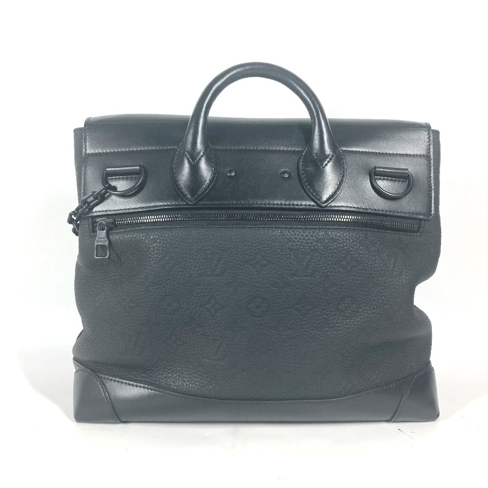 LOUIS VUITTON Shoulder Bag M55701 Taurillon Clemence Leather black Monogram Steamer PM mens Used Authentic