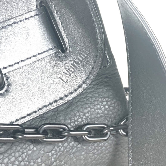 LOUIS VUITTON Shoulder Bag M55701 Taurillon Clemence Leather black Monogram Steamer PM mens Used Authentic