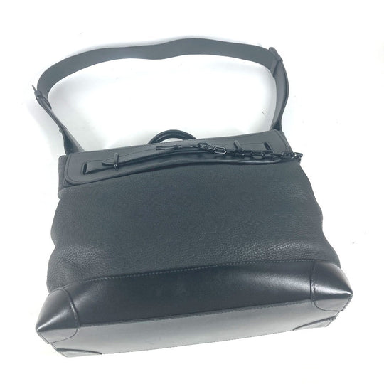 LOUIS VUITTON Shoulder Bag M55701 Taurillon Clemence Leather black Monogram Steamer PM mens Used Authentic
