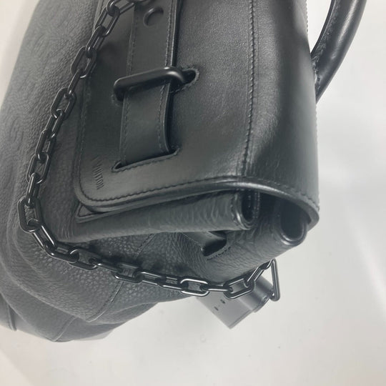 LOUIS VUITTON Shoulder Bag M55701 Taurillon Clemence Leather black Monogram Steamer PM mens Used Authentic