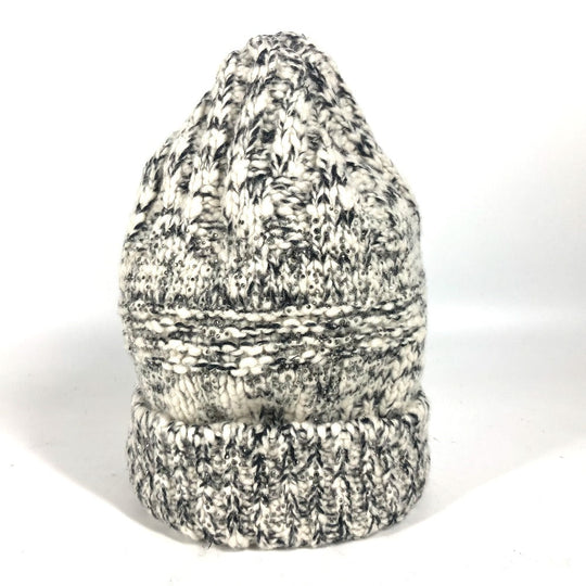 CHANEL Knit hat Wool / cashmere black Rhinestone Women Used Authentic