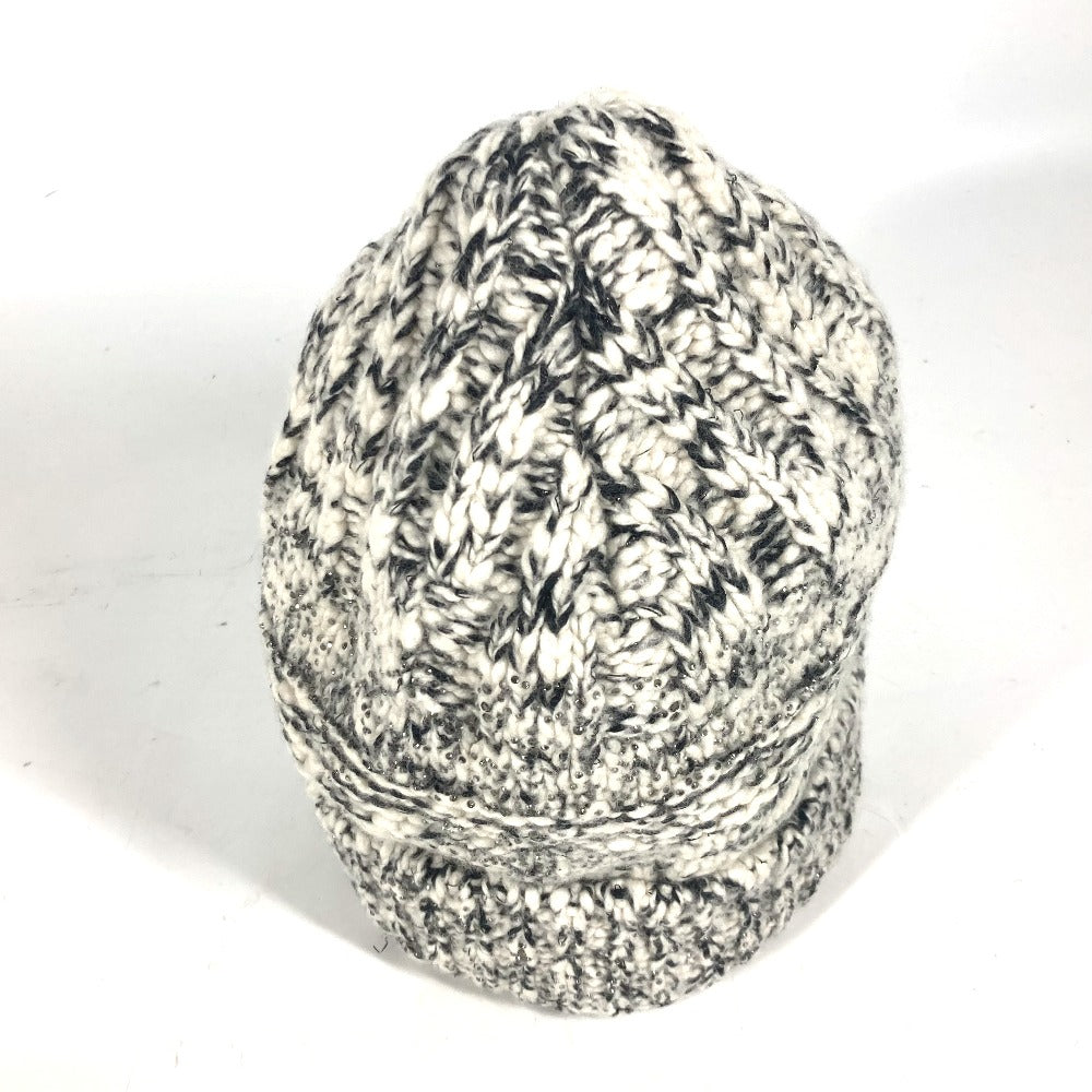 CHANEL Knit hat Wool / cashmere black Rhinestone Women Used Authentic