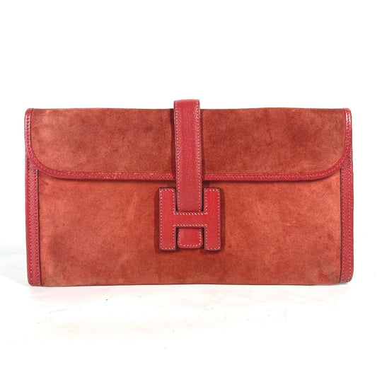 HERMES Clutch bag , Dopris Red Bag H logo Jige Elan Women Used Authentic